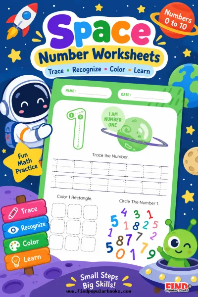 Space Number Tracing and Recognition Worksheets