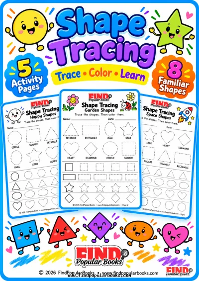 Shape Tracing Worksheets: 5 Trace and Color Activities