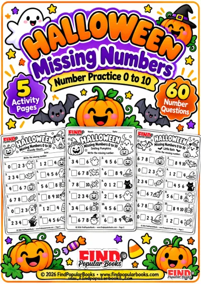 Halloween Missing Numbers 0 to 10: 5 Printable Worksheets