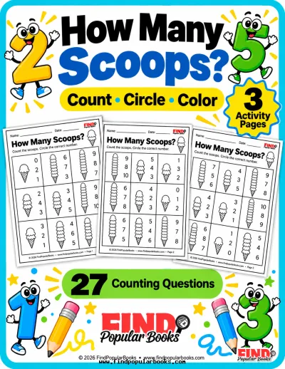 How Many Scoops? 3 Ice Cream Counting Worksheets