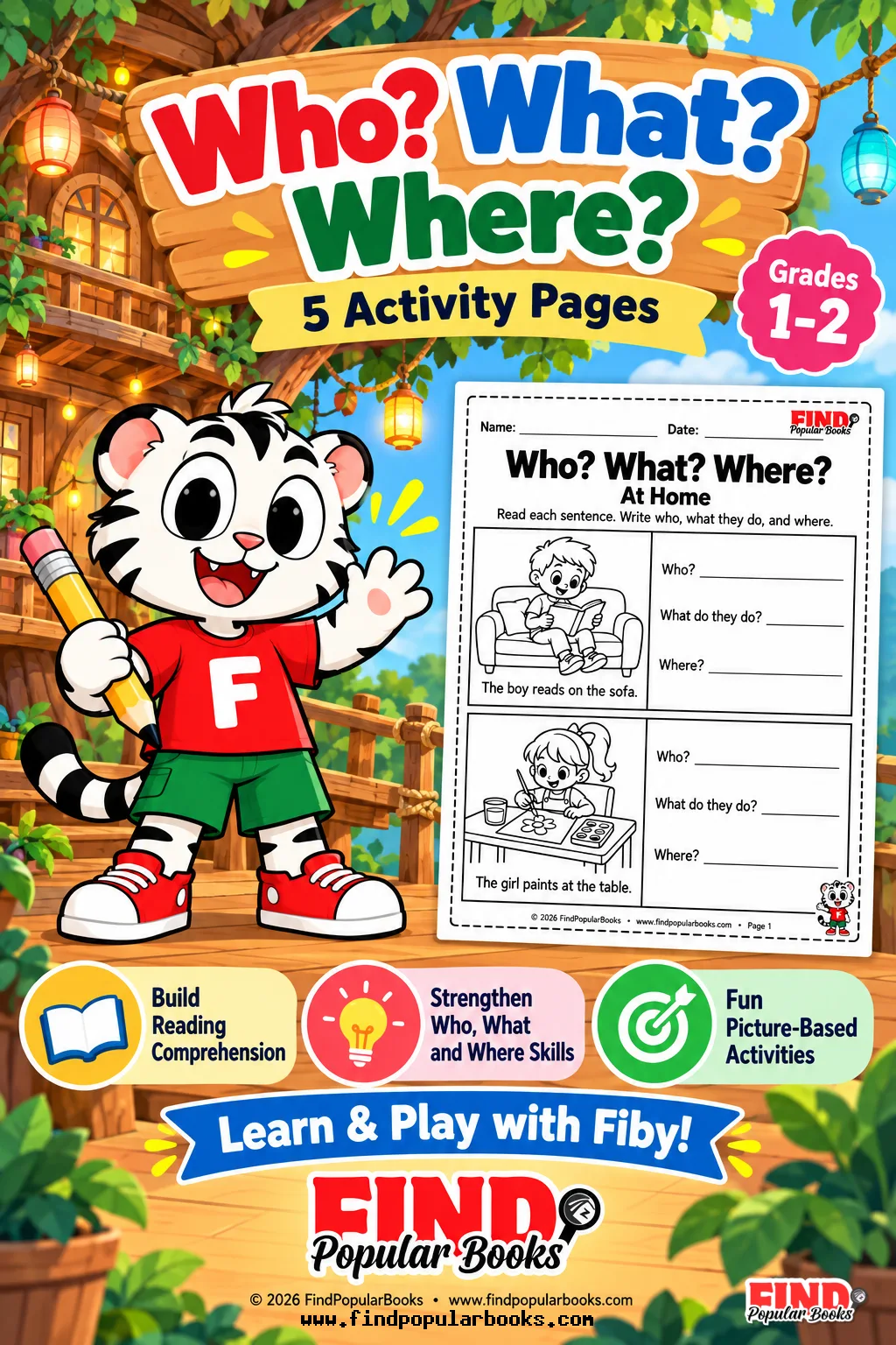 Who, What and Where: 5 Picture Reading Worksheets