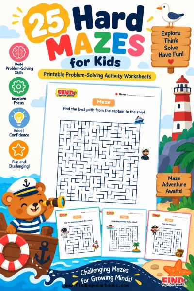 25 Hard Mazes for Kids | Printable Problem-Solving Activity Worksheets