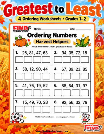 Greatest to Least Number Puzzles: 4 Ordering Worksheets