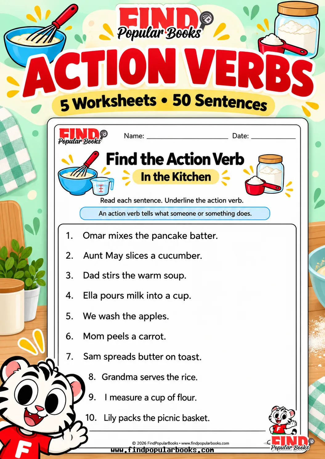 Underline the Action Verb: 5 Printable Grammar Worksheets