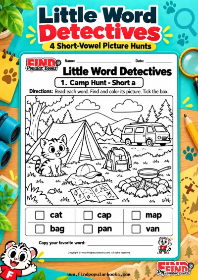 Little Word Detectives | 4 Short-Vowel Picture Hunts