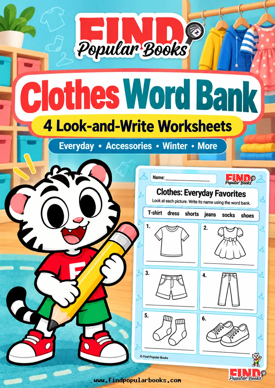 Clothes Word Bank: Look and Write