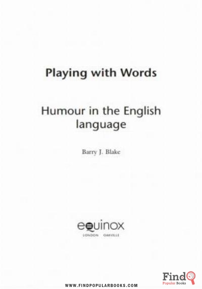 Download Playing With Words: Humour In The English Language PDF or Ebook ePub For Free with Find Popular Books 