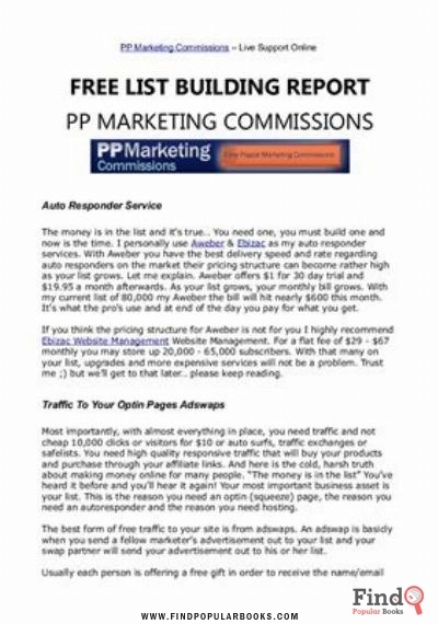 Download Free List Building Report. PP Marketing Commissions PDF or Ebook ePub For Free with Find Popular Books 