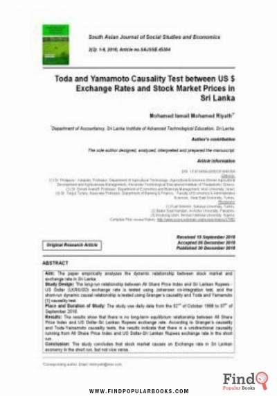 Download Toda And Yamamoto Causality Test PDF or Ebook ePub For Free with Find Popular Books 