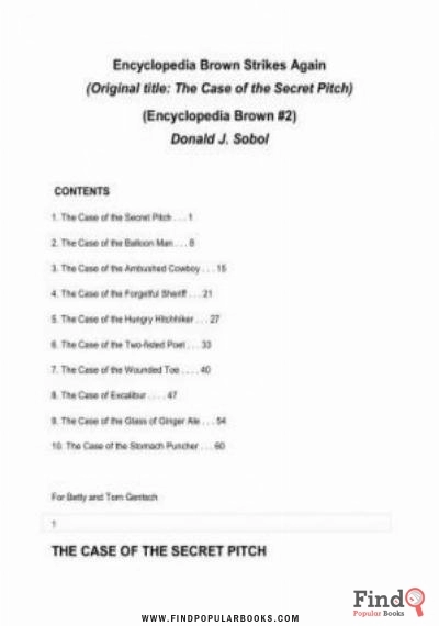 Download Encyclopedia Brown And The Case Of The Secret Pitch PDF or Ebook ePub For Free with Find Popular Books 