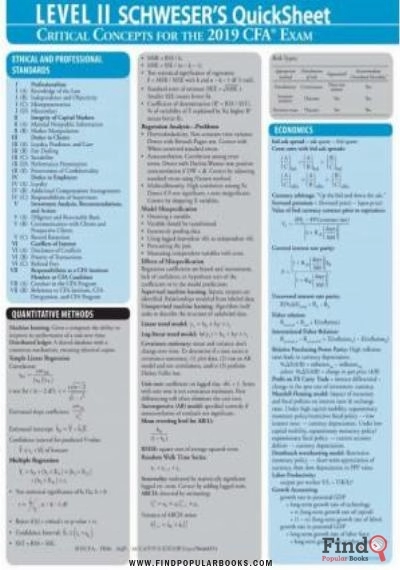 Download CFA 2019 Schweser   Level 2 Schweser’s QuickSheet: CRITICAL CONCEPTS FOR THE 2019 CFA EXAM PDF or Ebook ePub For Free with Find Popular Books 