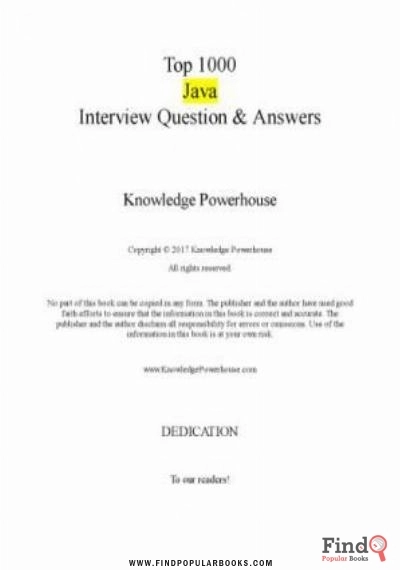 Download Top 1000 Java Interview Questions: Includes Spring, Hibernate, Microservices, GIT, Maven, JSP, AWS, Cloud Computing PDF or Ebook ePub For Free with Find Popular Books 
