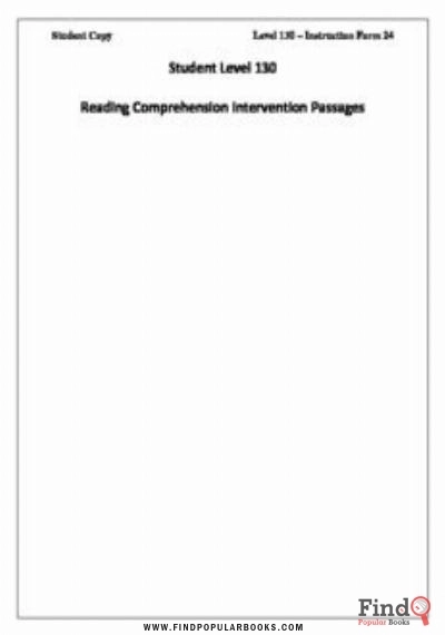 Download Student Level 130 Reading Comprehension Intervention Passages PDF or Ebook ePub For Free with Find Popular Books 